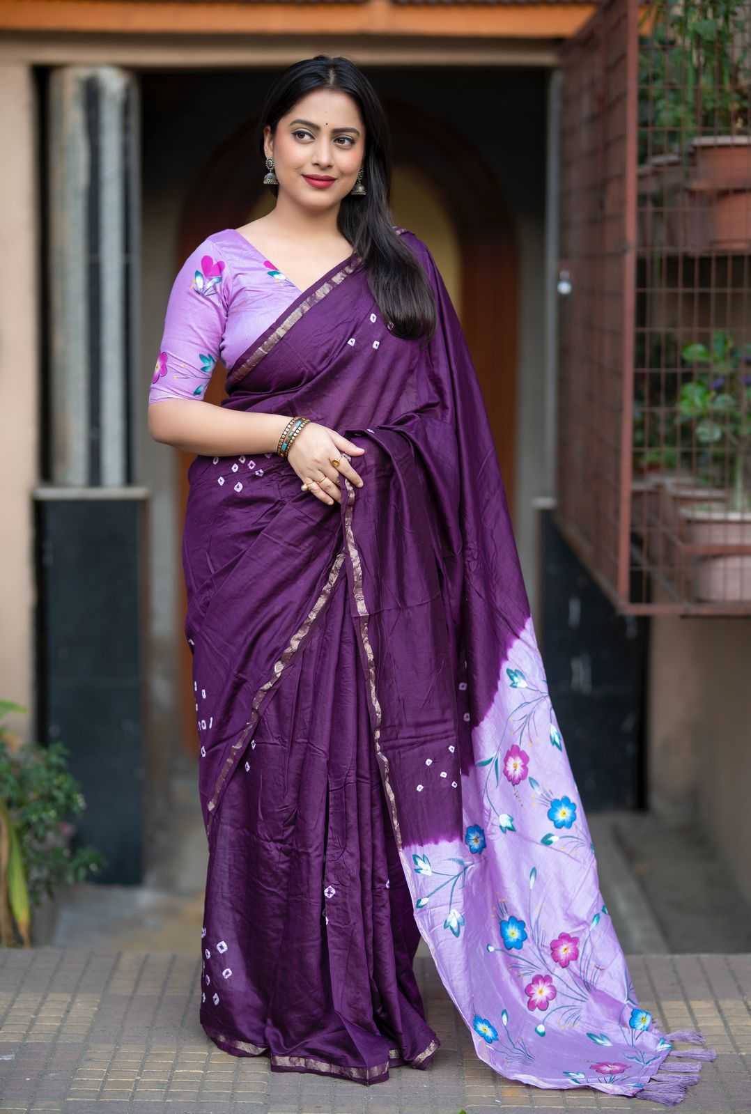 Ynf Chanderi Cotton KESH433 421 Sarees Wholesale Fancy Sarees Hand Printed Saree Bandhani Sarees Manufacturer- Kapda Export