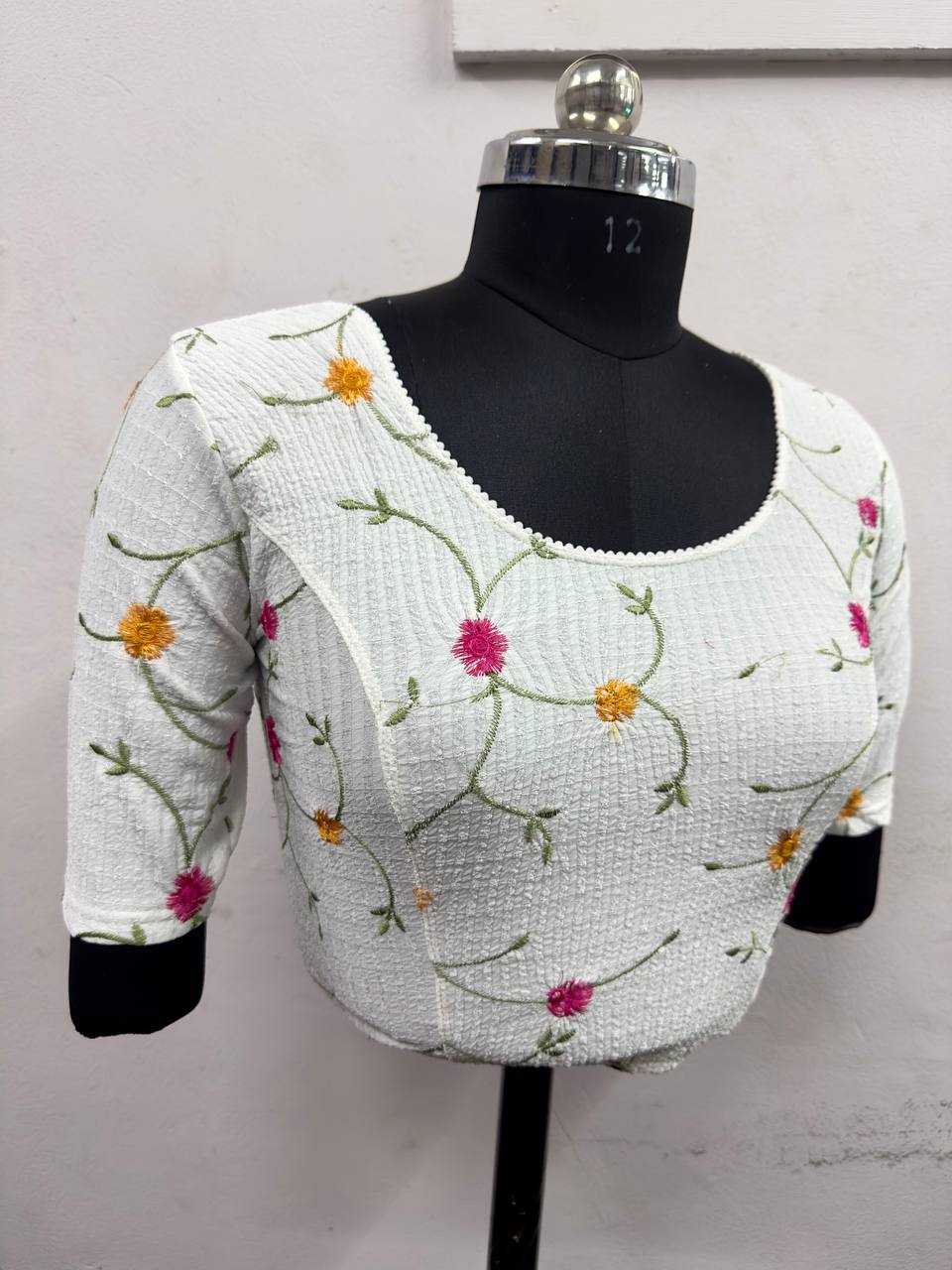 Ynf Cotton Lycra KESH437 122 Readymade Blouses Festive Collections Wholesale Stretchable Blouse Embroidered Blouses Cotton Blouse Manufacturer- Kapda Export
