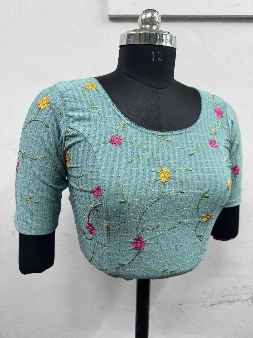 Ynf Cotton Lycra KESH437 122 Readymade Blouses Festive Collections Wholesale Stretchable Blouse Embroidered Blouses Cotton Blouse Manufacturer- Kapda Export