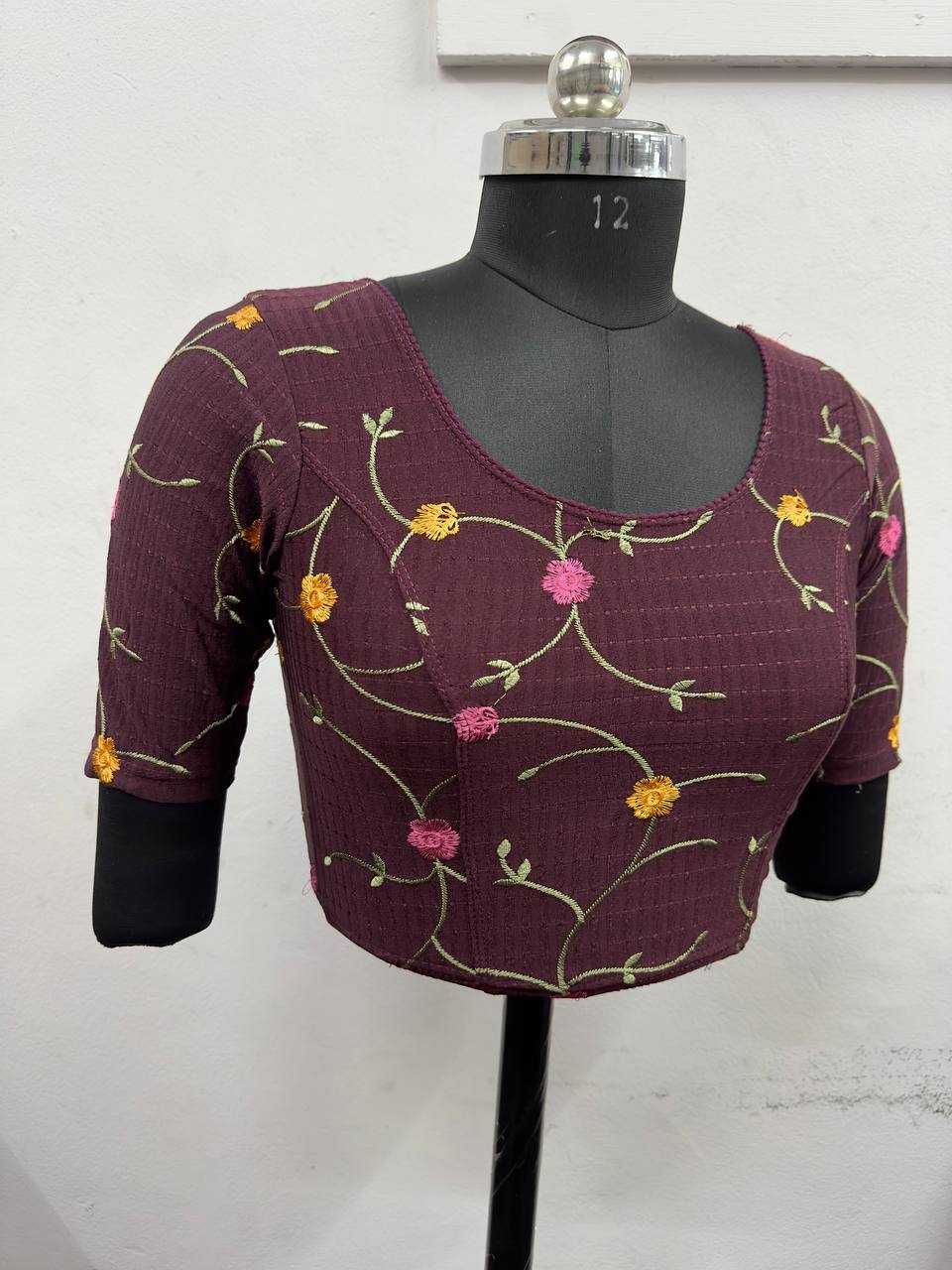 Ynf Cotton Lycra KESH437 122 Readymade Blouses Festive Collections Wholesale Stretchable Blouse Embroidered Blouses Cotton Blouse Manufacturer- Kapda Export