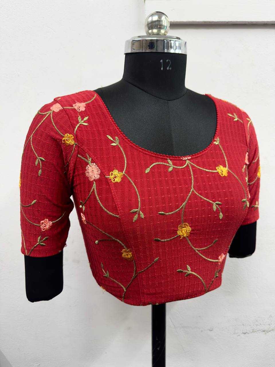 Ynf Cotton Lycra KESH437 122 Readymade Blouses Festive Collections Wholesale Stretchable Blouse Embroidered Blouses Cotton Blouse Manufacturer- Kapda Export