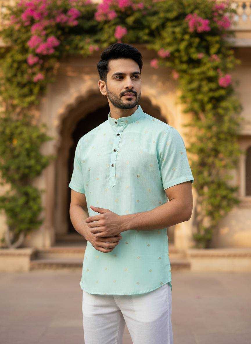 Ynf Cotton RIN125 B-Desi Mens Wear Wholesale Casual Wear Men Short Kurta Manufacturer- Kapda Export