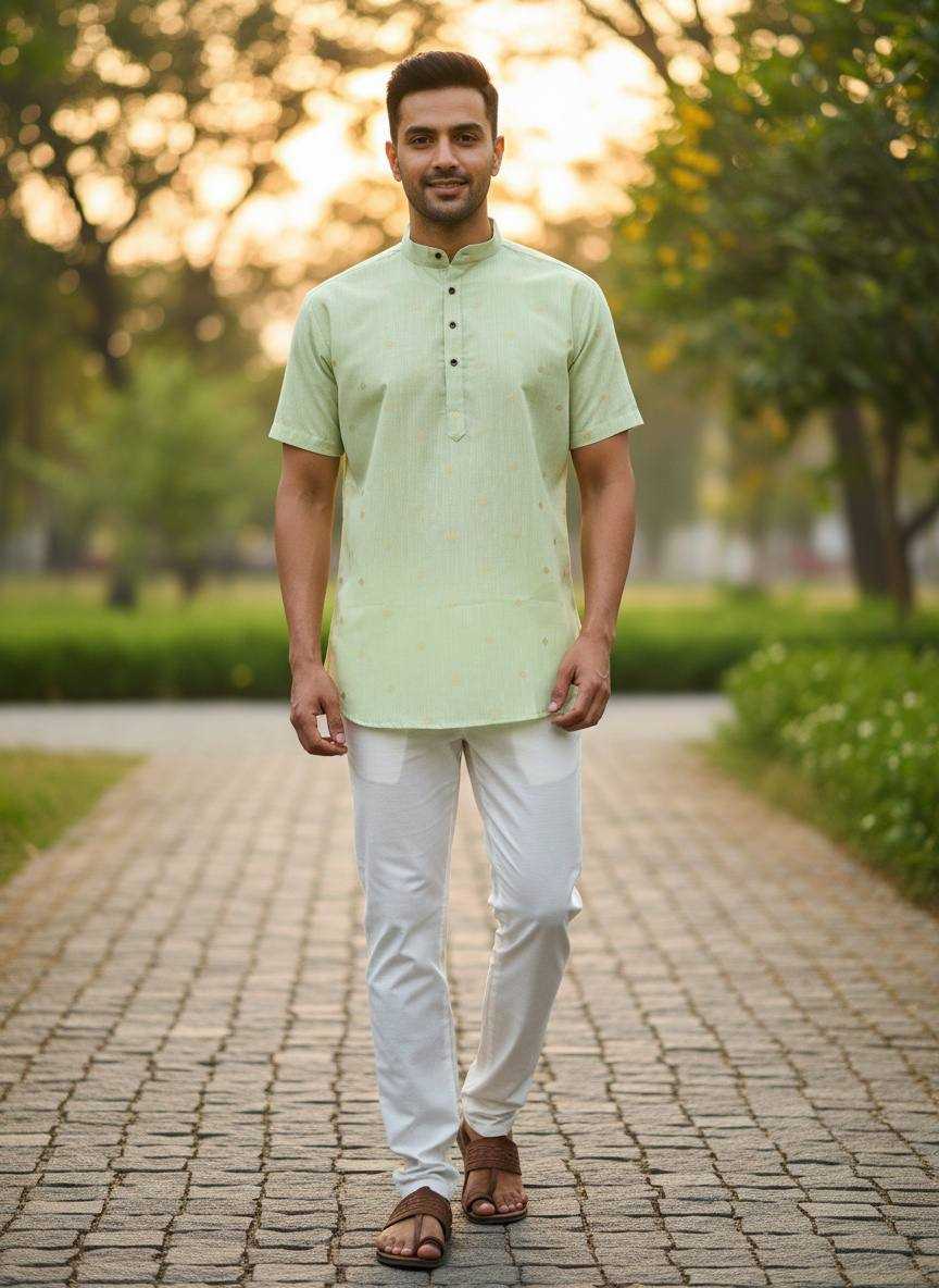 Ynf Cotton RIN125 B-Desi Mens Wear Wholesale Casual Wear Men Short Kurta Manufacturer- Kapda Export