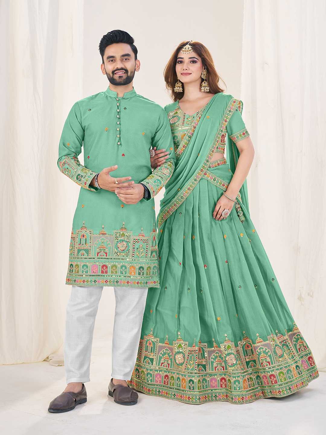 Ynf Georgette KESH530 SS Couple 4 Couple Wear Wholesale Festive Matching Couple Dresses Manufacturer- Kapda Export