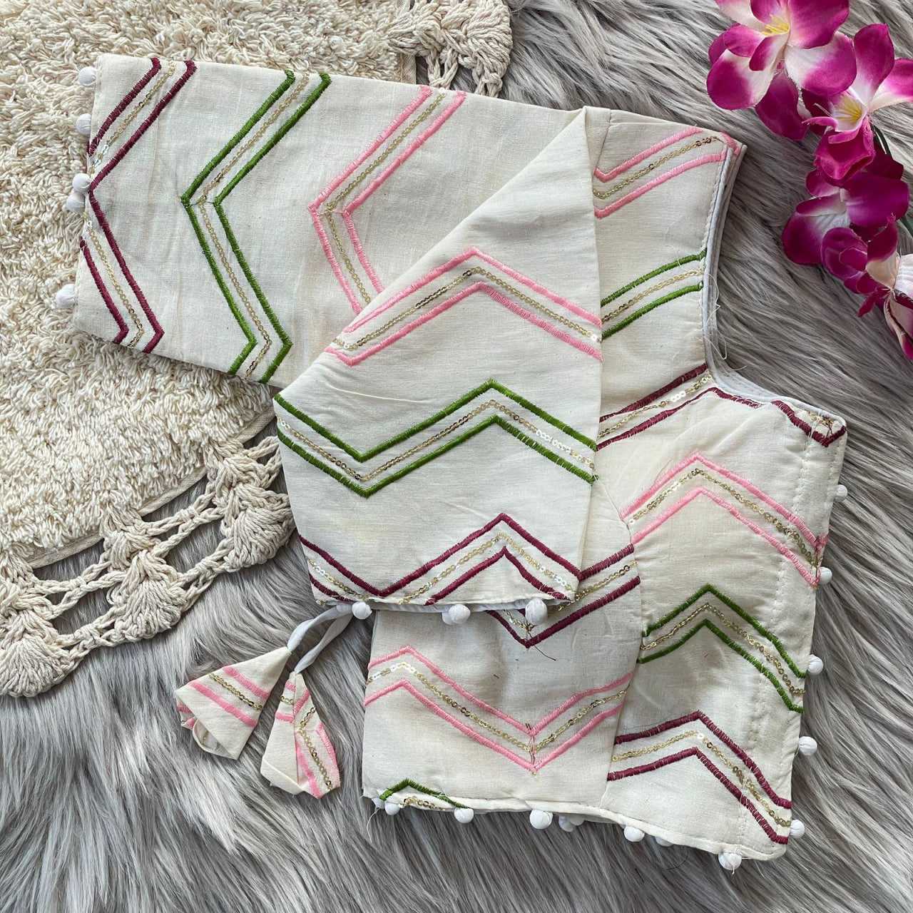 Ynf Khadi KESH426 139 Readymade Blouses Festive Collections Wholesale V-Neck Blouses Cotton Blouse Fashion Blouse Manufacturer- Kapda Export