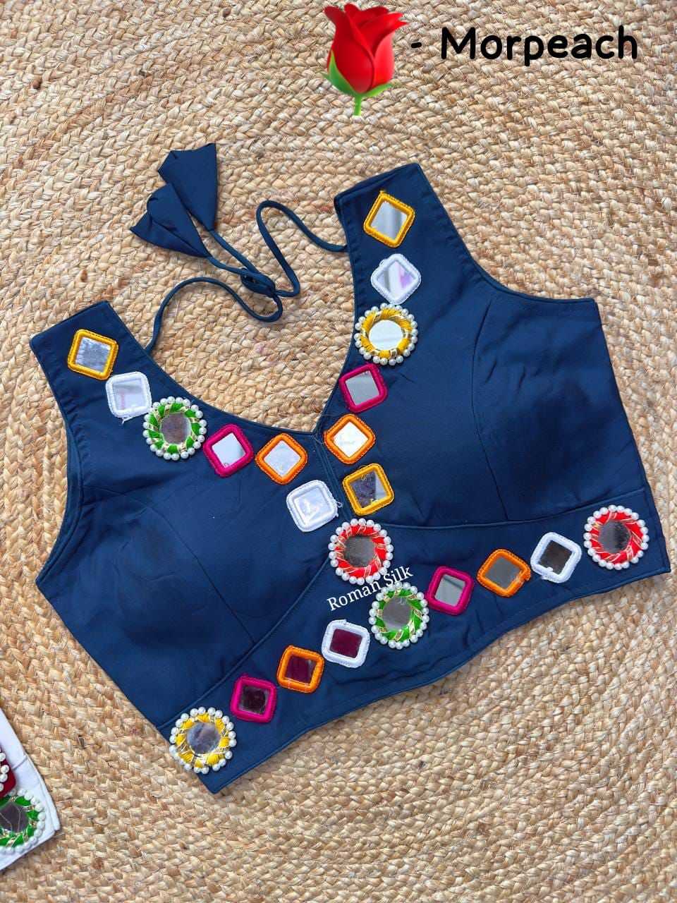 Ynf Premium Roman Silk KESH426 Bangles Readymade Blouses Festive Collections Wholesale V-Neck Blouses Silk Blouse Navratri Blouses Manufacturer- Kapda Export