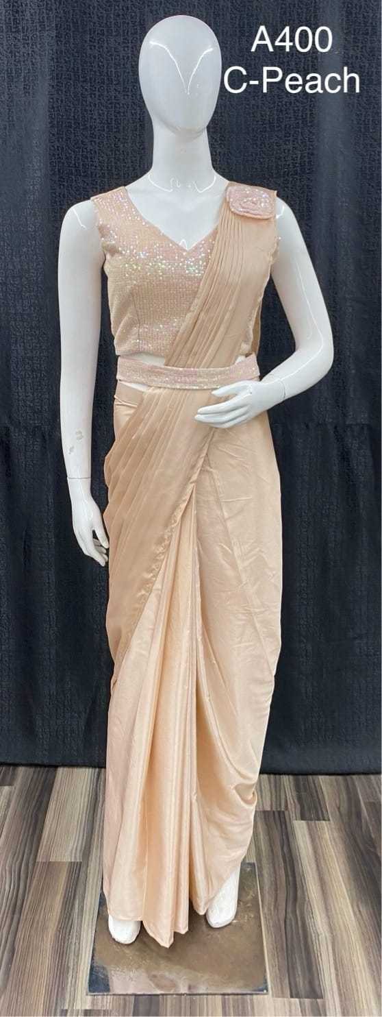 Ynf Satin KESH416 Amoha A400 Sarees Wholesale Designer Sarees Ready To Wear Sarees Saree with Belt Manufacturer- Kapda Export
