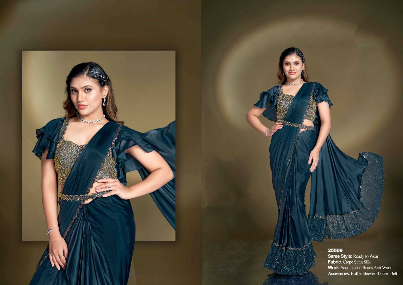 Ynf Satin KESH416 MAHOTSAV MOHMANTHAN 25500 Sarees Wholesale Ready To Wear Sarees Saree with Belt Sequins Work Saree Festive Sarees Manufacturer- Kapda Export