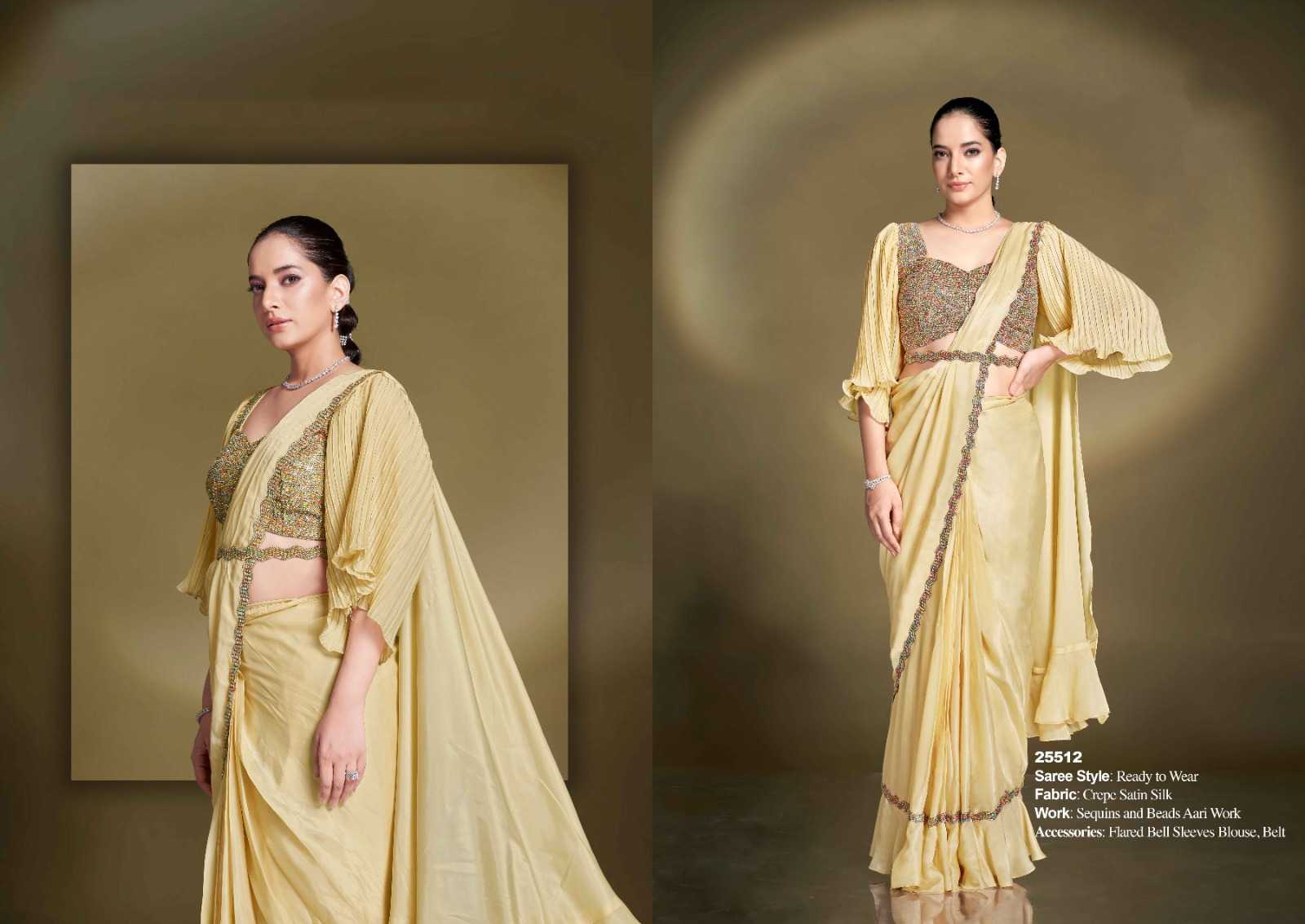 Ynf Satin KESH416 MAHOTSAV MOHMANTHAN 25500 Sarees Wholesale Ready To Wear Sarees Saree with Belt Sequins Work Saree Festive Sarees Manufacturer- Kapda Export