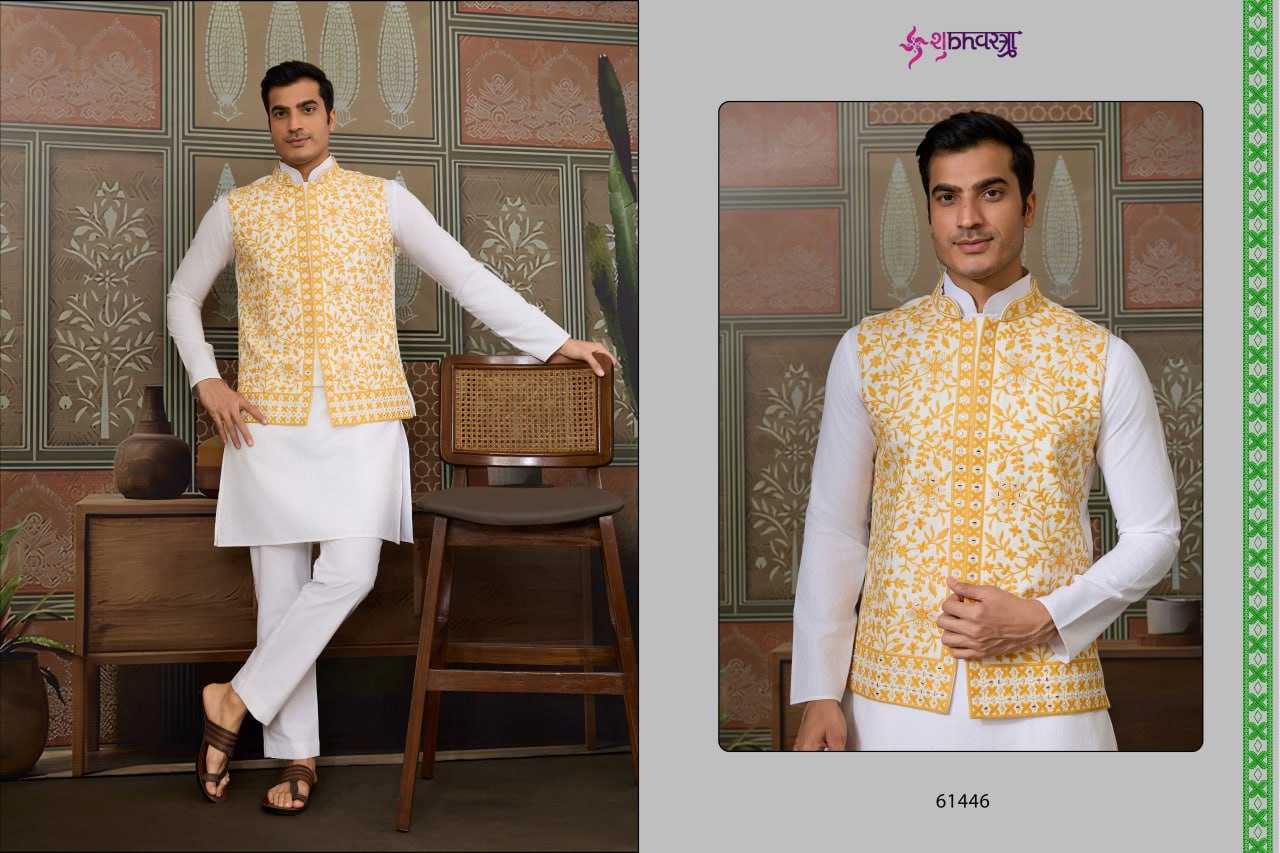 Ynf Silk RIN202 SHUBHVASTRA ROYAL-61441 Mens Wear Wedding Collections Festive Collections Wholesale Mens Kurtas Diwali Collections Kurta Set with Jacket Manufacturer- Kapda Export
