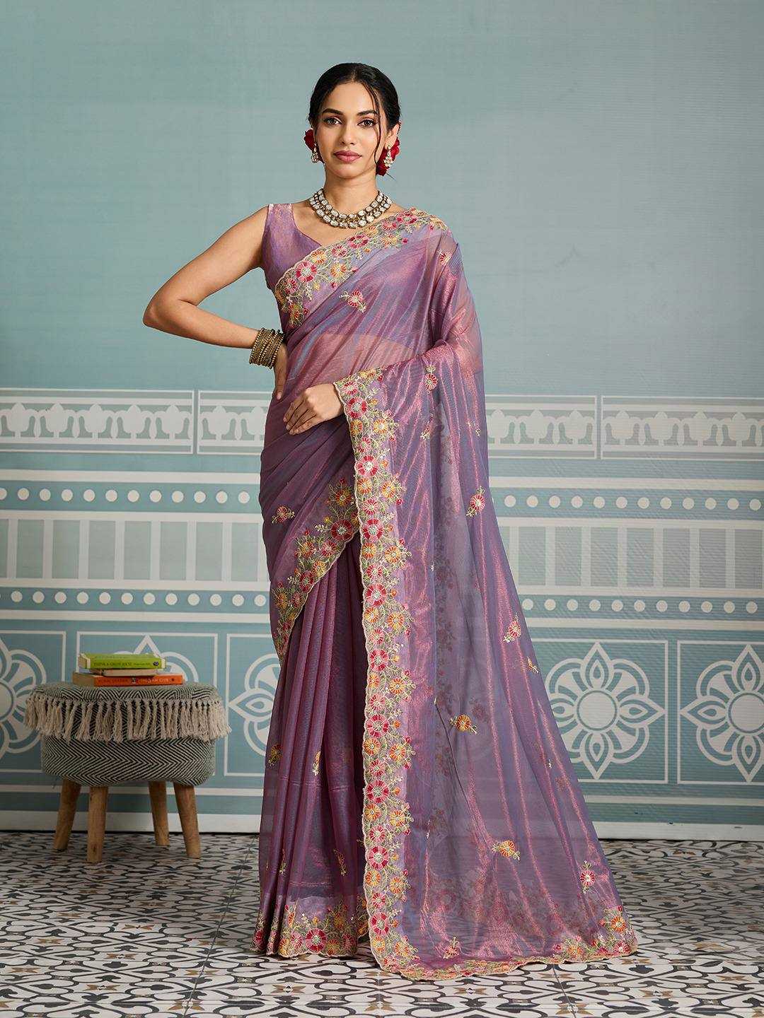 Ynf Soft Net RIN188 Paradise Sarees Wholesale Net Sarees Embroidered Sarees Chikan Sarees Manufacturer- Kapda Export