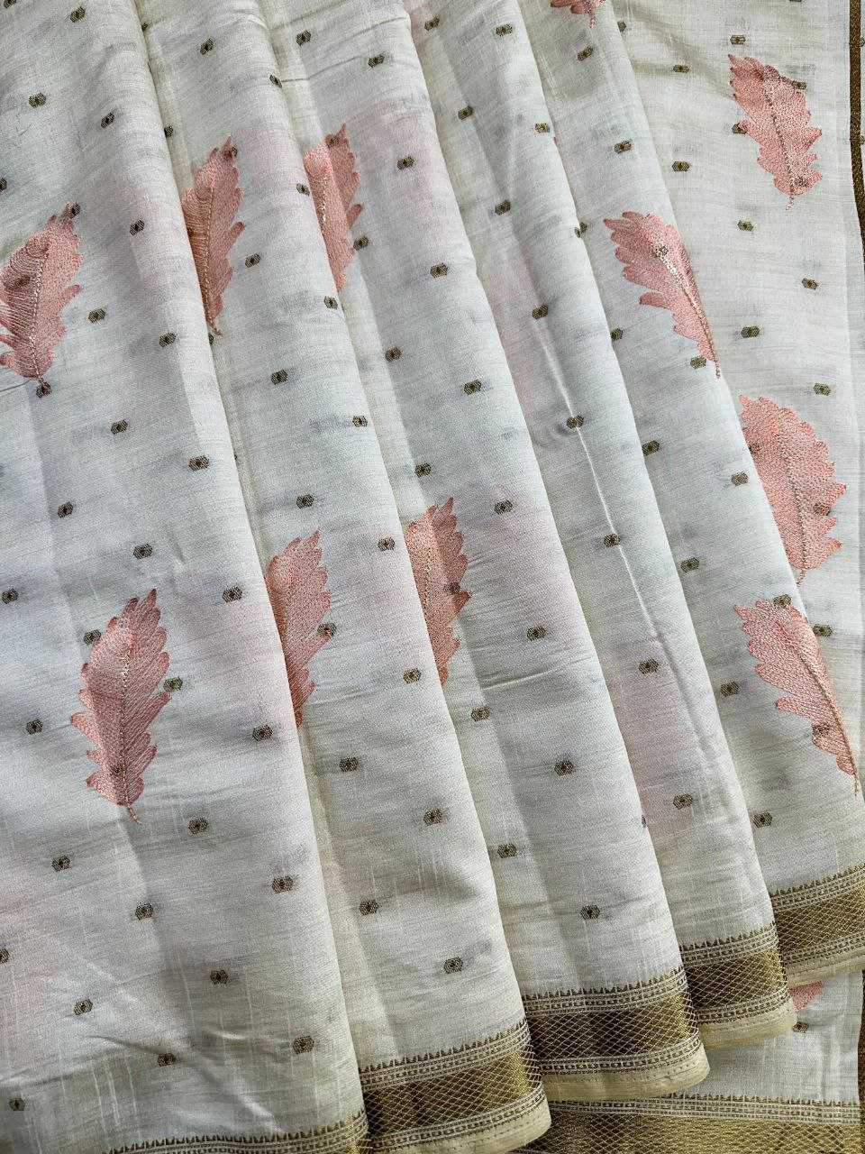 Ynf Tussar Silk KESH488 BHUMI Sarees Wholesale White Sarees Traditional Sarees Tussar Sarees Manufacturer- Kapda Export
