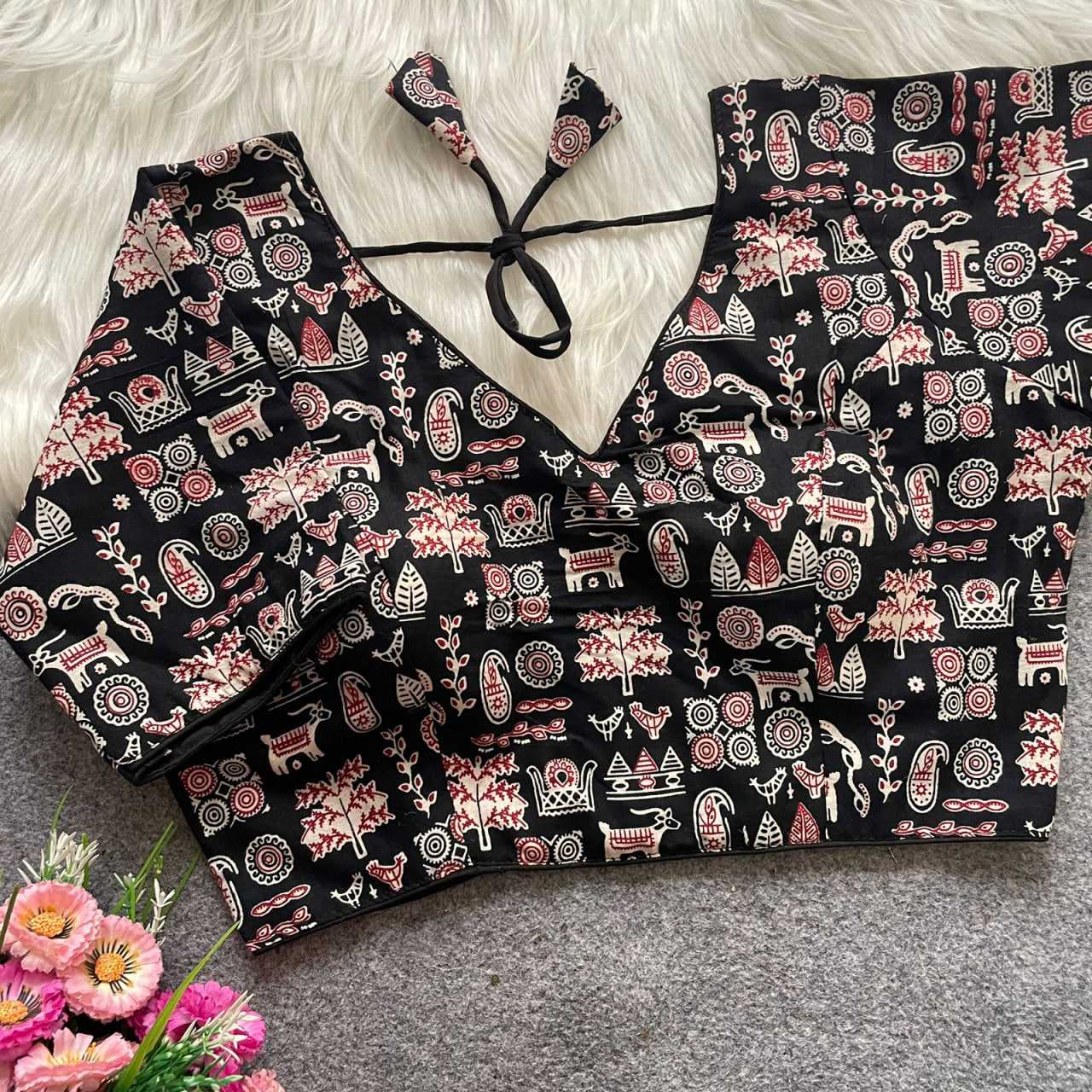 Ynf Cotton KESH426 Ajrakh 18 Readymade Blouses Festive Collections Wholesale V-Neck Blouses Cotton Blouse Fashion Blouse Manufacturer- Kapda Export