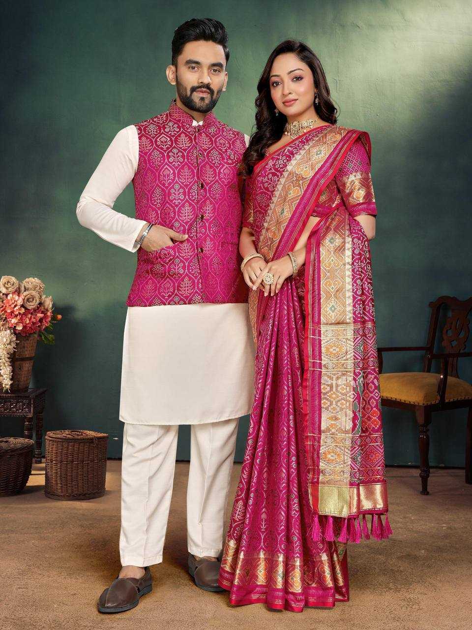 Ynf Cotton KESH620 MOH-MAYA-2 Couple Wear Wholesale Couple Matching Ethnic Outfits Couple Kurta Pajama and Saree Sets Party Wear Couple Ethnic Collection Manufacturer- Kapda Export