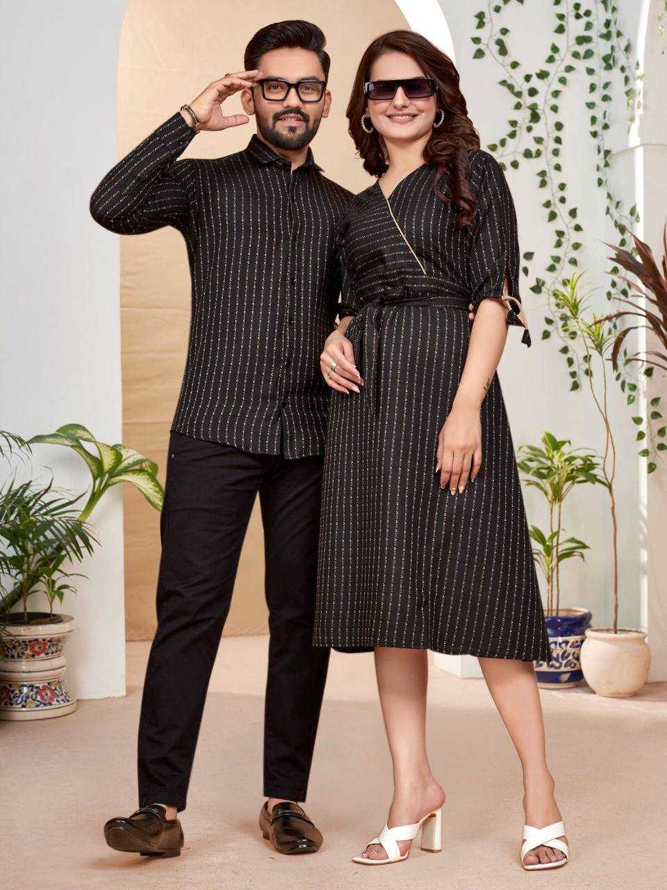 Ynf Pure Cotton KESH620 Armani Couple Wear Wholesale Festive Matching Couple Dresses Party Wear Couple Ethnic Collection Designer Ethnic Outfits for Couples Manufacturer- Kapda Export
