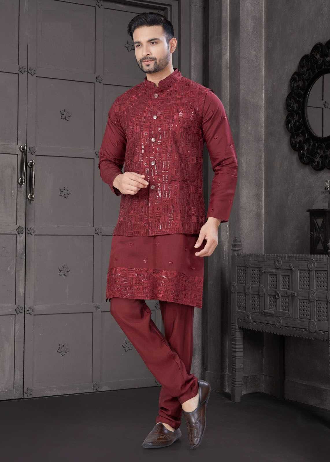 Ynf Pure Viscos KESH530 Outluk Wedding Collection Vol 31 Mens Wear Festive Collections Wholesale Mens Kurta Pyjama Diwali Collections Kurta Set with Jacket Manufacturer- Kapda Export