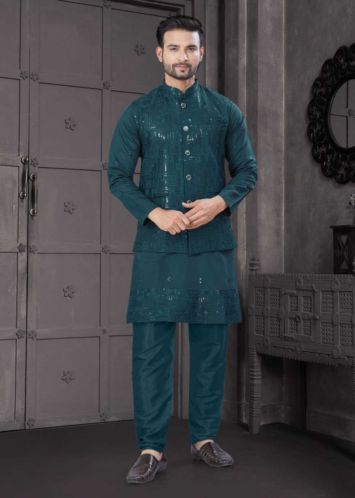 Ynf Pure Viscos KESH530 Outluk Wedding Collection Vol 31 Mens Wear Festive Collections Wholesale Mens Kurta Pyjama Diwali Collections Kurta Set with Jacket Manufacturer- Kapda Export