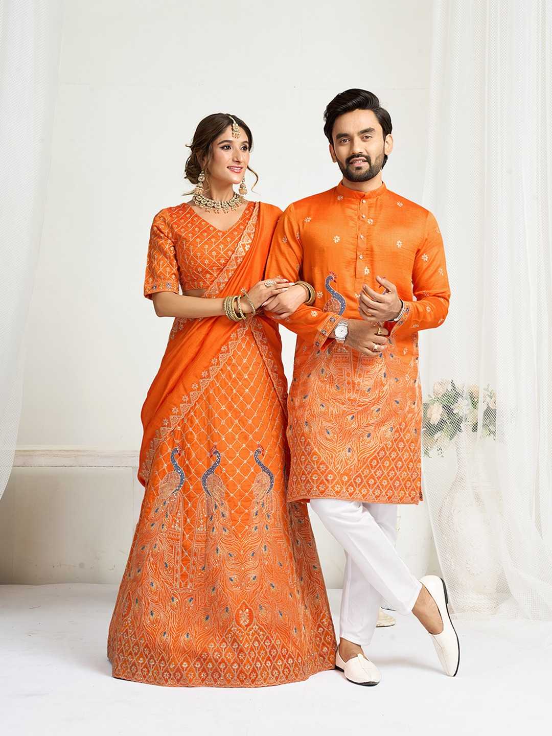 Ynf Silk KESH530 KASTURI Couple Wear Wholesale Couple Matching Ethnic Outfits Festive Matching Couple Dresses Designer Ethnic Outfits for Couples Manufacturer- Kapda Export