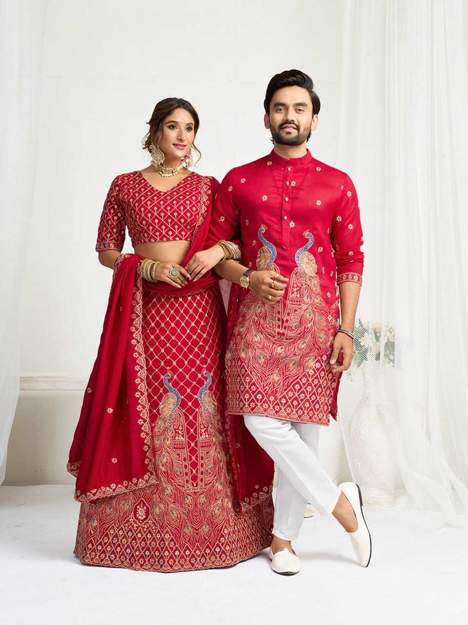 Ynf Vichitra Silk RIN131 06 Couple Wear Wholesale Couple Matching Ethnic Outfits Manufacturer- Kapda Export