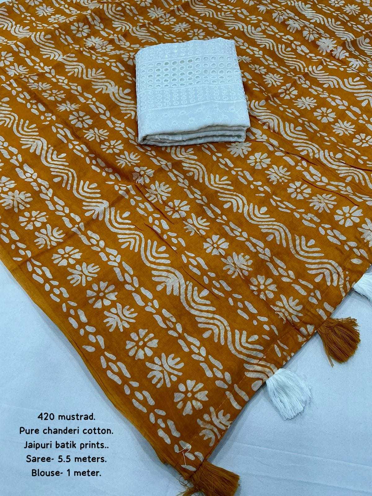 Ynf Chanderi Cotton KESH433 420 Sarees Wholesale Designer Sarees Fancy Sarees Batik Sarees Manufacturer- Kapda Export