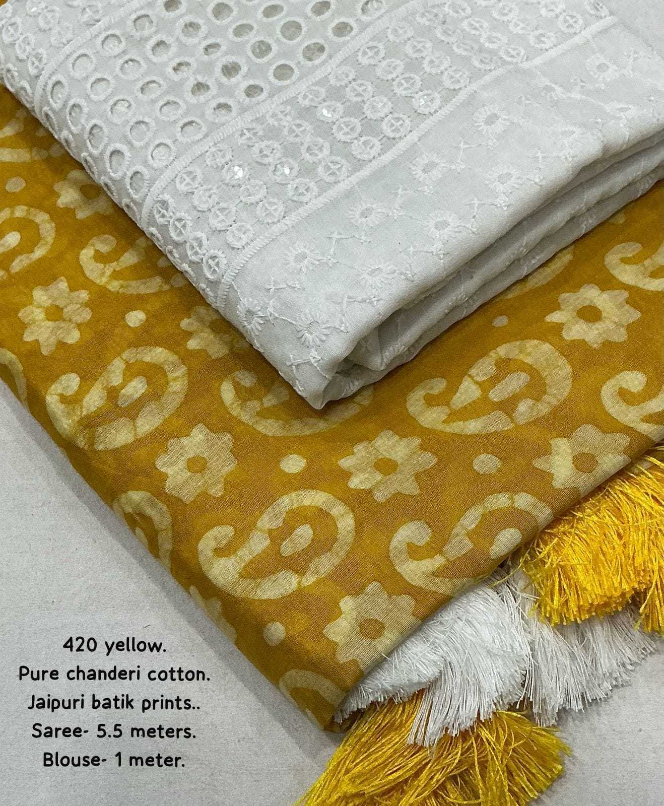 Ynf Chanderi Cotton KESH433 420 Sarees Wholesale Designer Sarees Fancy Sarees Batik Sarees Manufacturer- Kapda Export