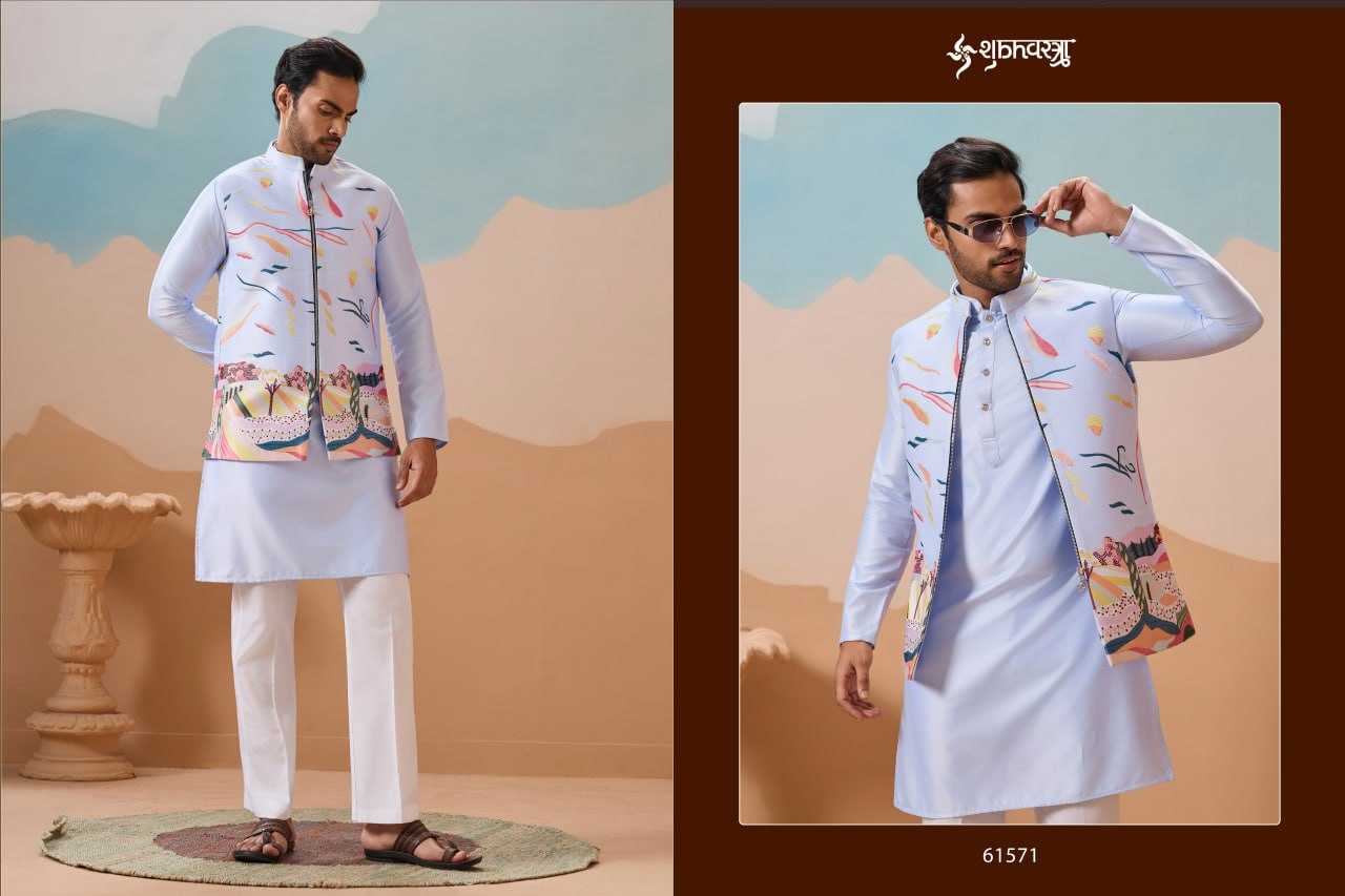 Ynf Cotton RIN202 61571 Mens Wear Wedding Collections Festive Collections Wholesale Mens Kurta Pyjama Men Cotton Kurta Kurta Set with Jacket Manufacturer- Kapda Export