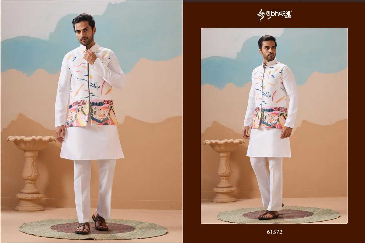 Ynf Cotton RIN202 61571 Mens Wear Wedding Collections Festive Collections Wholesale Mens Kurta Pyjama Men Cotton Kurta Kurta Set with Jacket Manufacturer- Kapda Export