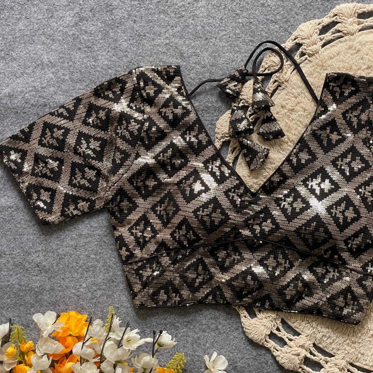 Ynf Georgette KESH411 REETU Readymade Blouses Wholesale Sequence Embroidery Blouse Embroidered Blouses Party Wear Blouse Manufacturer- Kapda Export