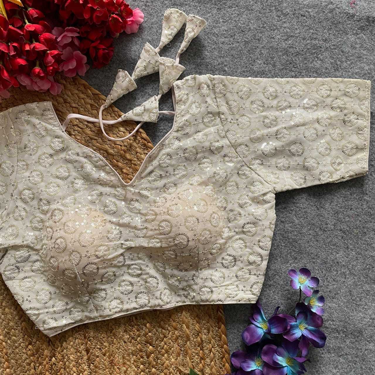 Ynf Georgette KESH411 TRIPTI Readymade Blouses Wholesale Sequence Embroidery Blouse Embroidered Blouses Party Wear Blouse Manufacturer- Kapda Export