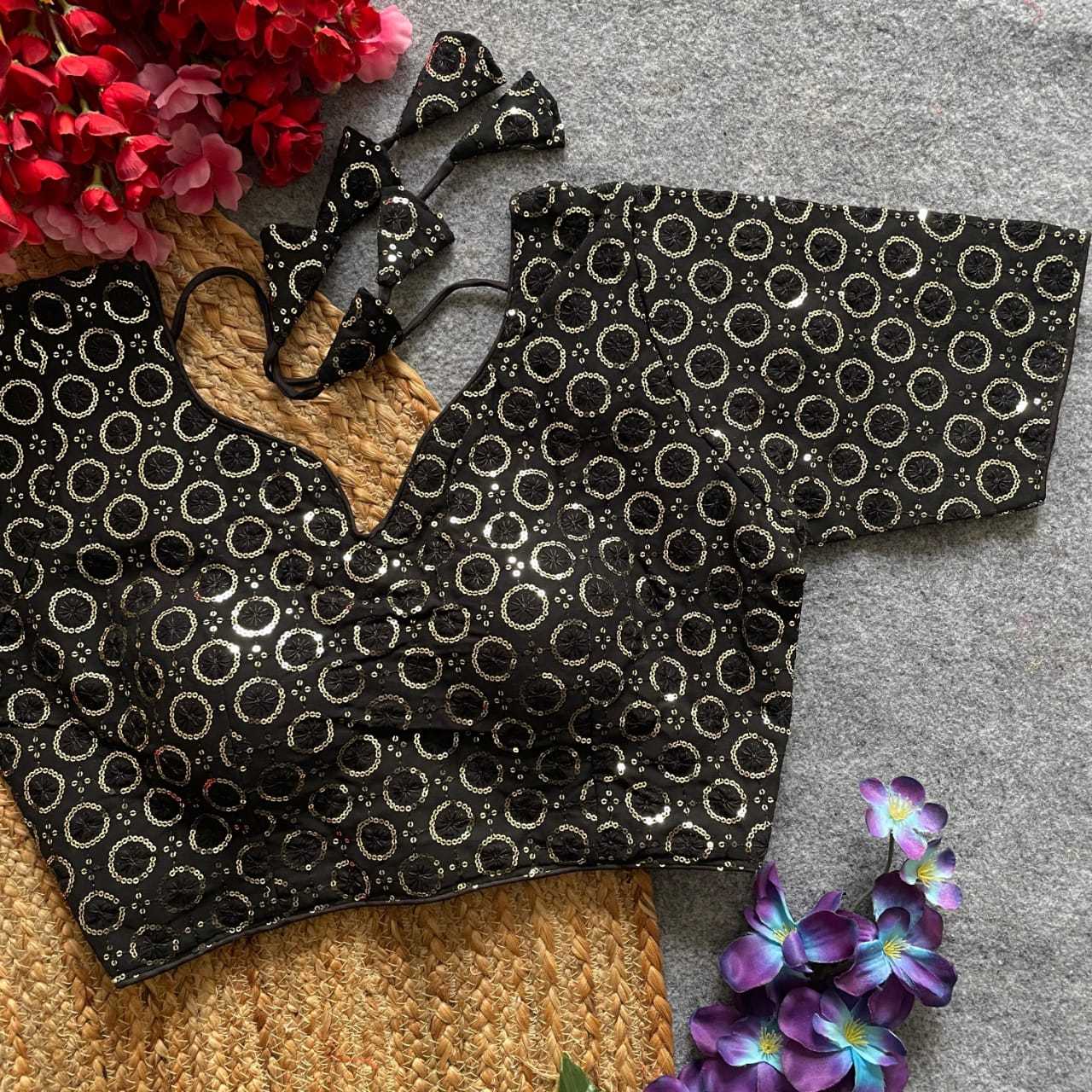 Ynf Georgette KESH411 TRIPTI Readymade Blouses Wholesale Sequence Embroidery Blouse Embroidered Blouses Party Wear Blouse Manufacturer- Kapda Export