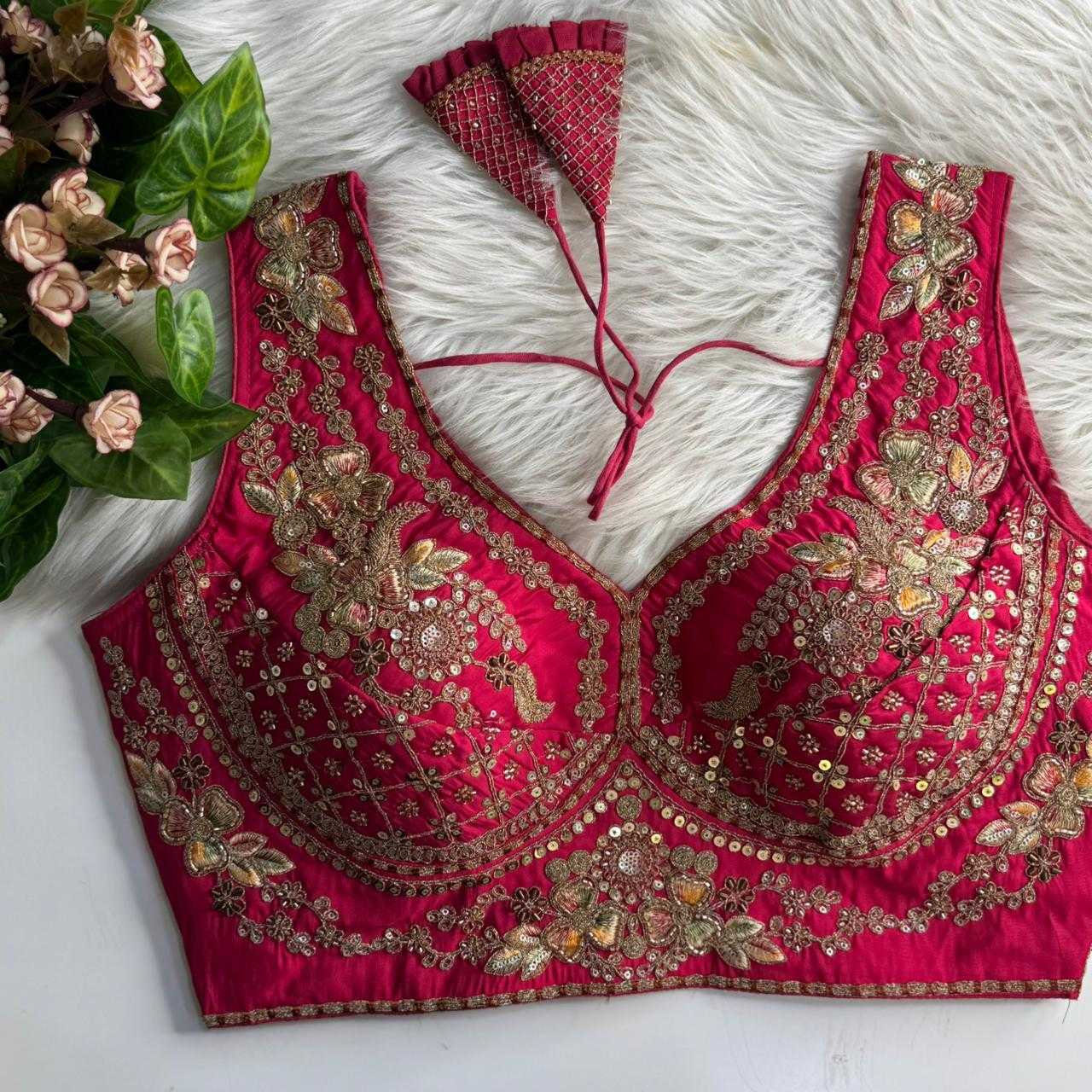 Ynf Heavy Roman Silk KESH530 RAINBOW Readymade Blouses Wholesale Sequence Embroidery Blouse Designer Blouse Embroidered Blouses Manufacturer- Kapda Export