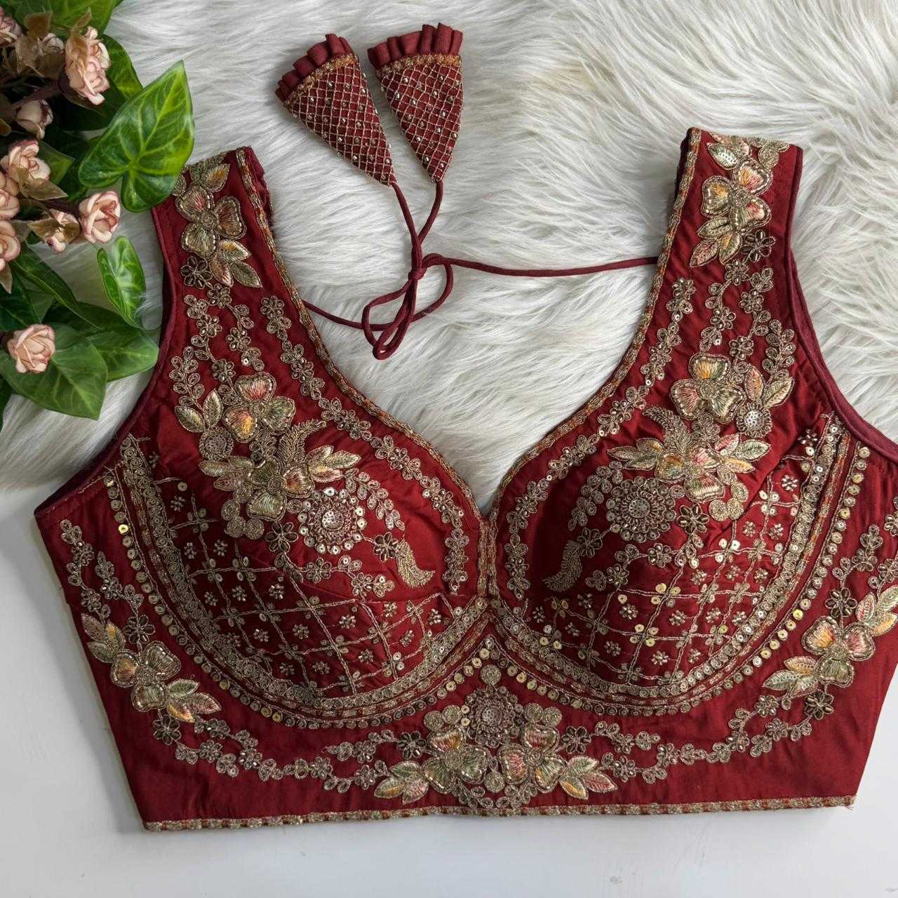 Ynf Heavy Roman Silk KESH530 RAINBOW Readymade Blouses Wholesale Sequence Embroidery Blouse Designer Blouse Embroidered Blouses Manufacturer- Kapda Export