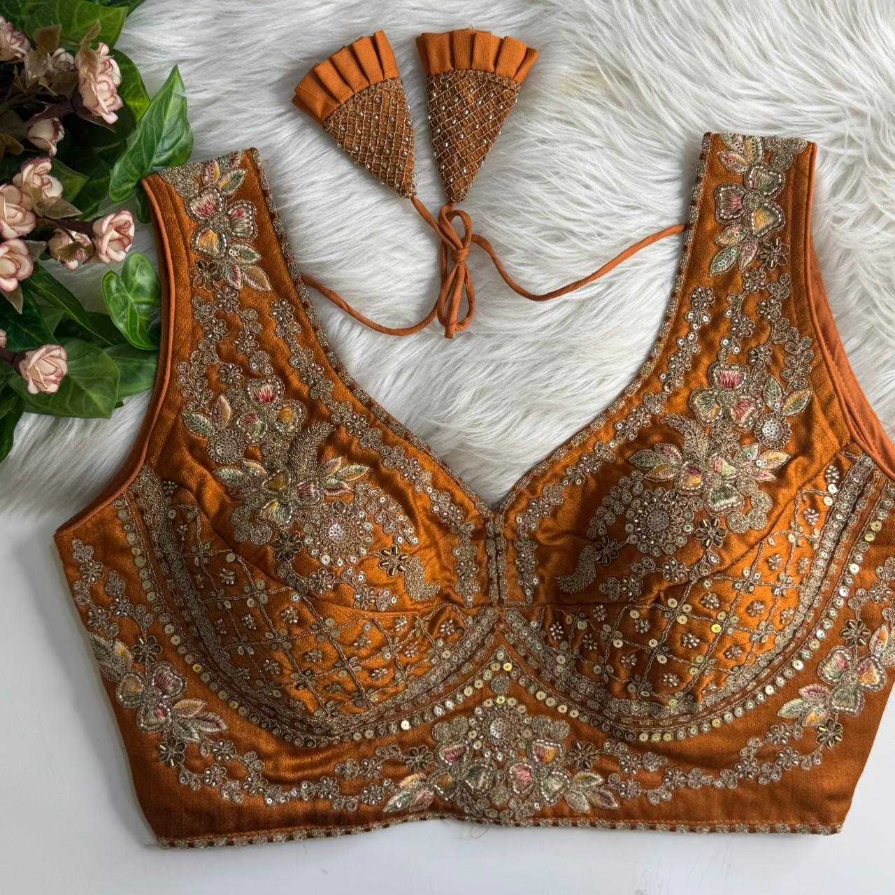 Ynf Heavy Roman Silk KESH530 RAINBOW Readymade Blouses Wholesale Sequence Embroidery Blouse Designer Blouse Embroidered Blouses Manufacturer- Kapda Export