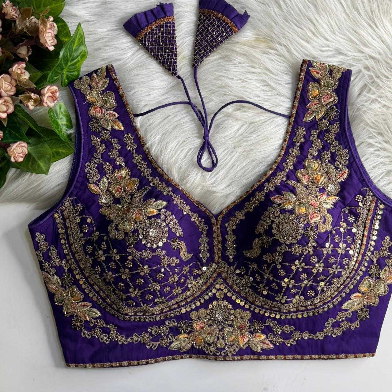 Ynf Heavy Roman Silk KESH530 RAINBOW Readymade Blouses Wholesale Sequence Embroidery Blouse Designer Blouse Embroidered Blouses Manufacturer- Kapda Export