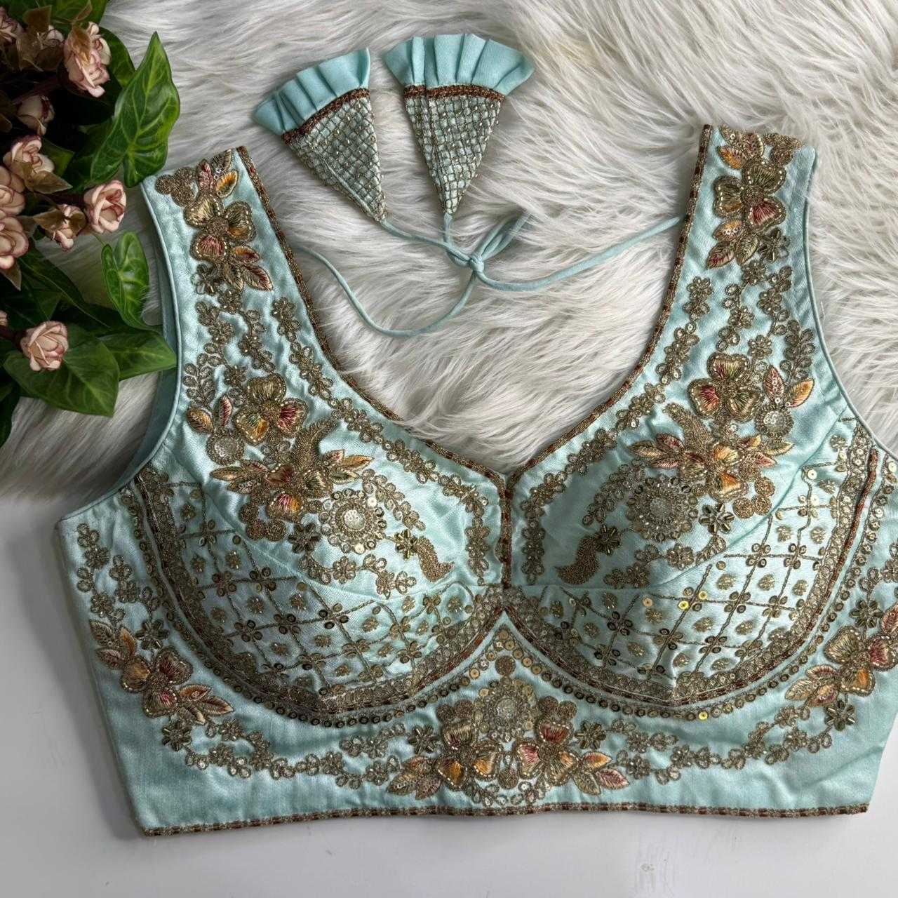 Ynf Heavy Roman Silk KESH530 RAINBOW Readymade Blouses Wholesale Sequence Embroidery Blouse Designer Blouse Embroidered Blouses Manufacturer- Kapda Export