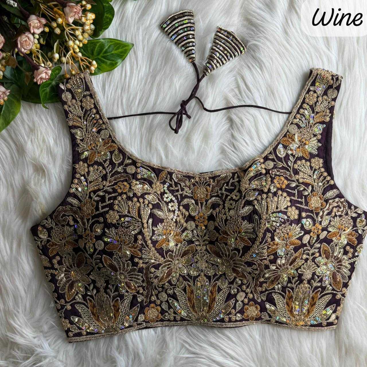 Ynf Heavy Roman Silk KESH530 Roman Readymade Blouses Wholesale Blouse Sequence Embroidery Blouse Designer Blouse Manufacturer- Kapda Export