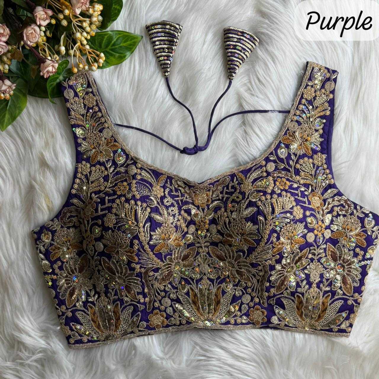 Ynf Heavy Roman Silk KESH530 Roman Readymade Blouses Wholesale Blouse Sequence Embroidery Blouse Designer Blouse Manufacturer- Kapda Export