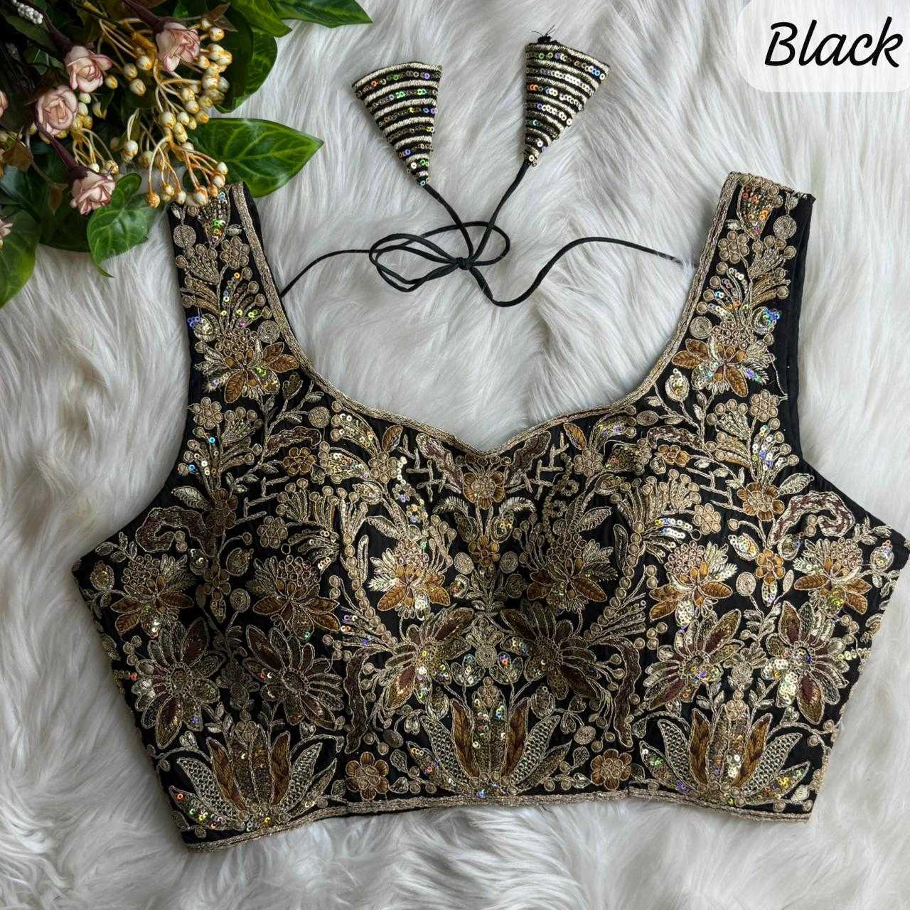 Ynf Heavy Roman Silk KESH530 Roman Readymade Blouses Wholesale Blouse Sequence Embroidery Blouse Designer Blouse Manufacturer- Kapda Export