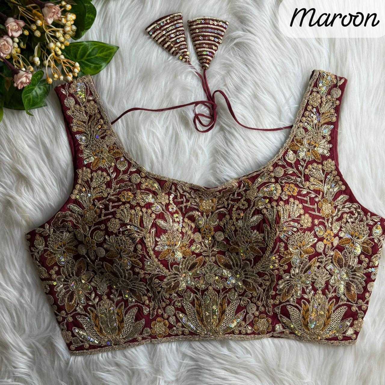 Ynf Heavy Roman Silk KESH530 Roman Readymade Blouses Wholesale Blouse Sequence Embroidery Blouse Designer Blouse Manufacturer- Kapda Export