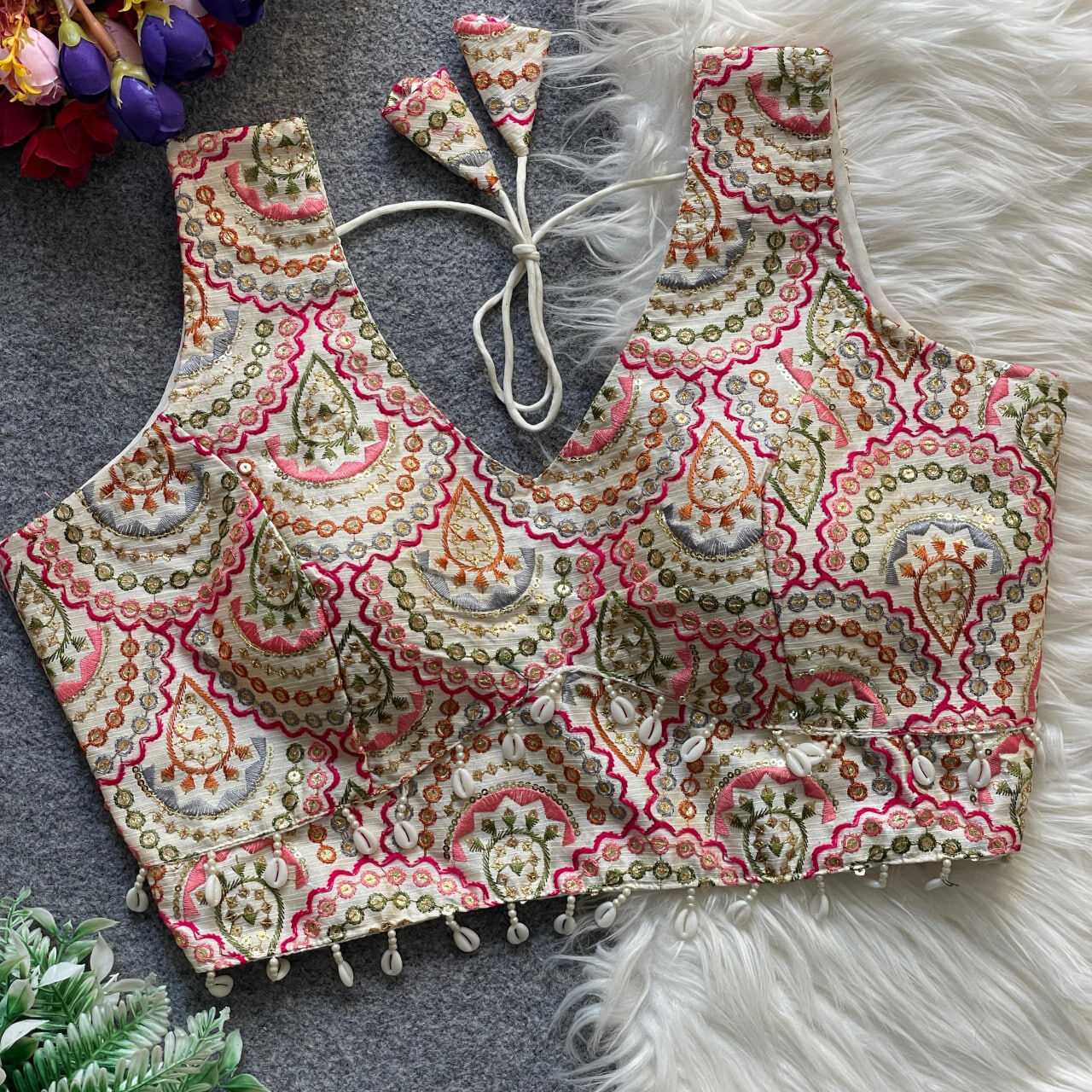 Ynf Mono Slub KESH411 VIHAAN Readymade Blouses Wholesale Sequence Embroidery Blouse Sleeveless Blouse Party Wear Blouse Manufacturer- Kapda Export