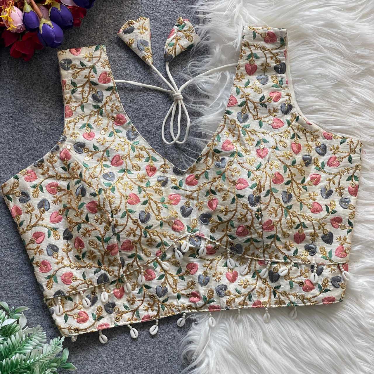 Ynf Mono Slub KESH411 VIHAAN Readymade Blouses Wholesale Sequence Embroidery Blouse Sleeveless Blouse Party Wear Blouse Manufacturer- Kapda Export