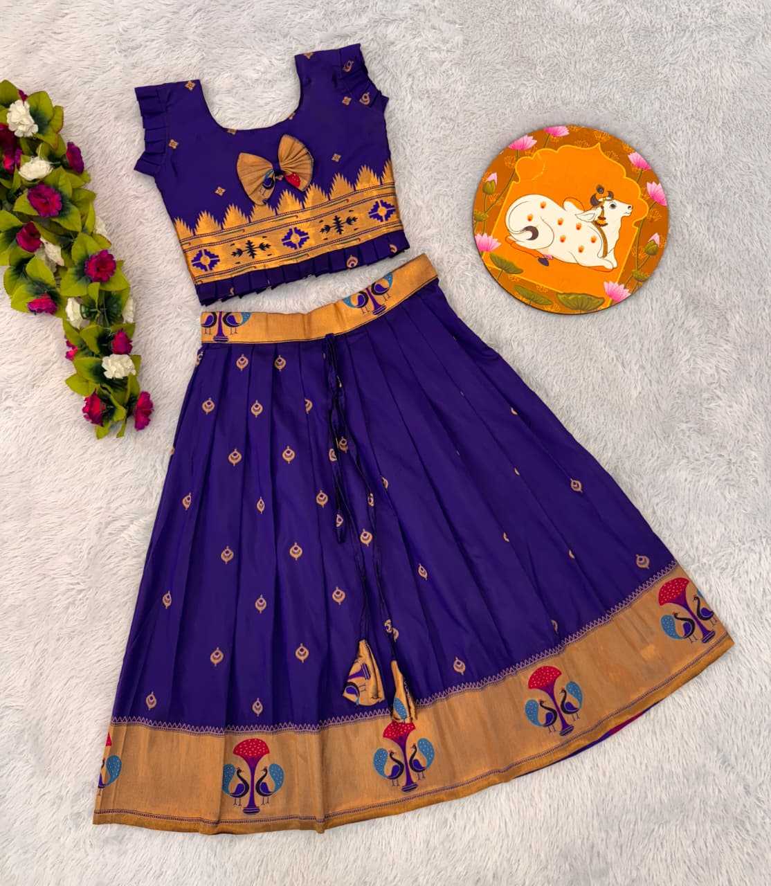 Ynf Paithani Silk RIN235 PAITHANI Kids Wear Wholesale Kids Lehenga Kids Traditional Outfits Kids Navratri Outfits Manufacturer- Kapda Export