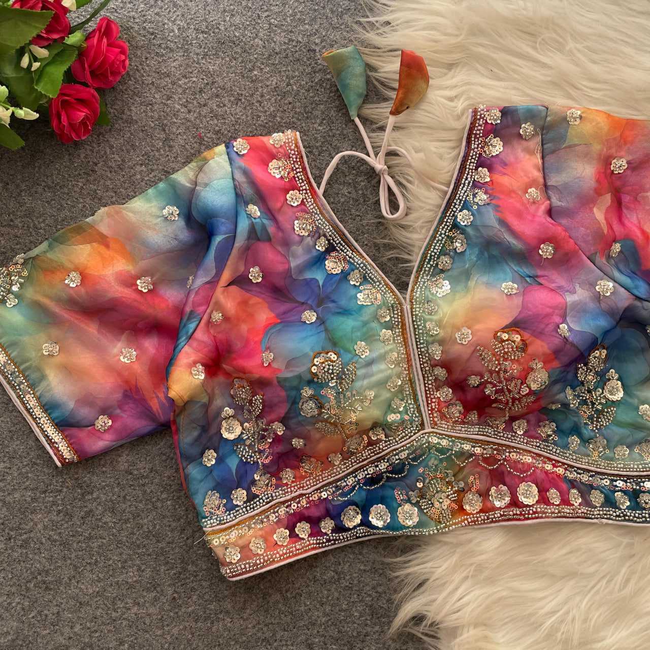 Ynf Silk KESH411 KIYARA Readymade Blouses Wholesale Sequence Embroidery Blouse Designer Blouse Embroidered Blouses Manufacturer- Kapda Export