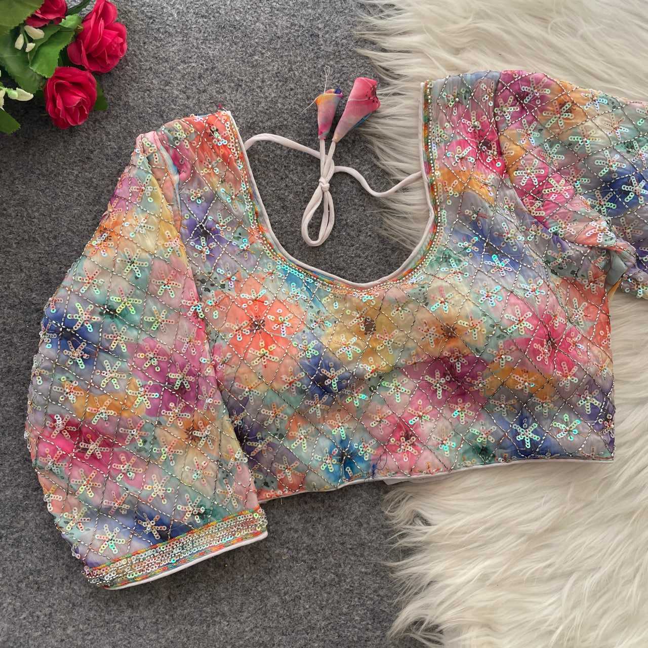 Ynf Silk KESH411 KIYARA Readymade Blouses Wholesale Sequence Embroidery Blouse Designer Blouse Embroidered Blouses Manufacturer- Kapda Export