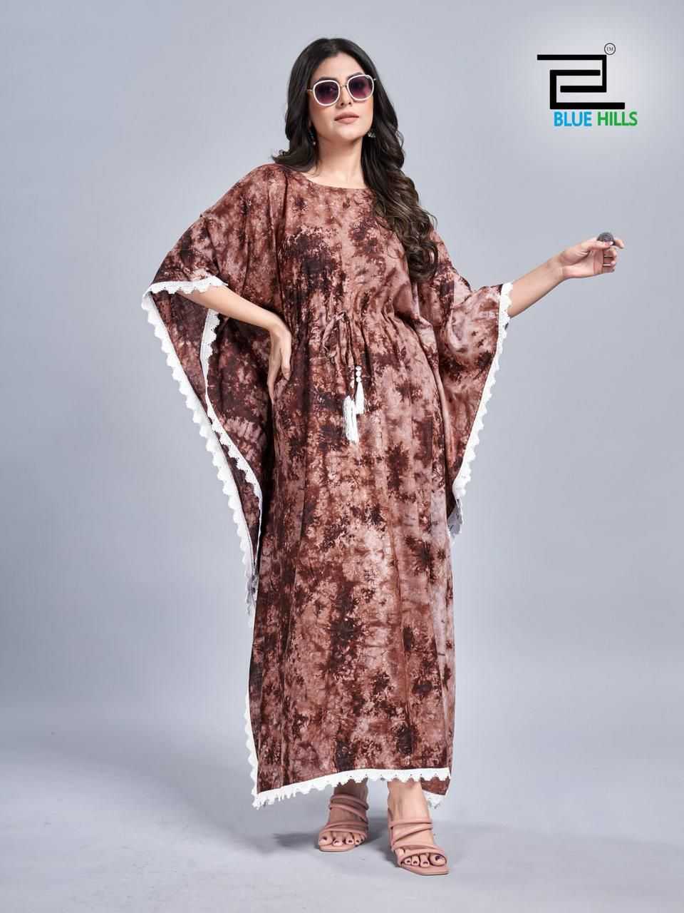 Ynf Slub Reyon KESH481 BLUE HILLS Kaftan VOL 1 Suits & Dresses Wholesale Printed Suits Kaftan Dresses Indo-Western Dresses Manufacturer- Kapda Export
