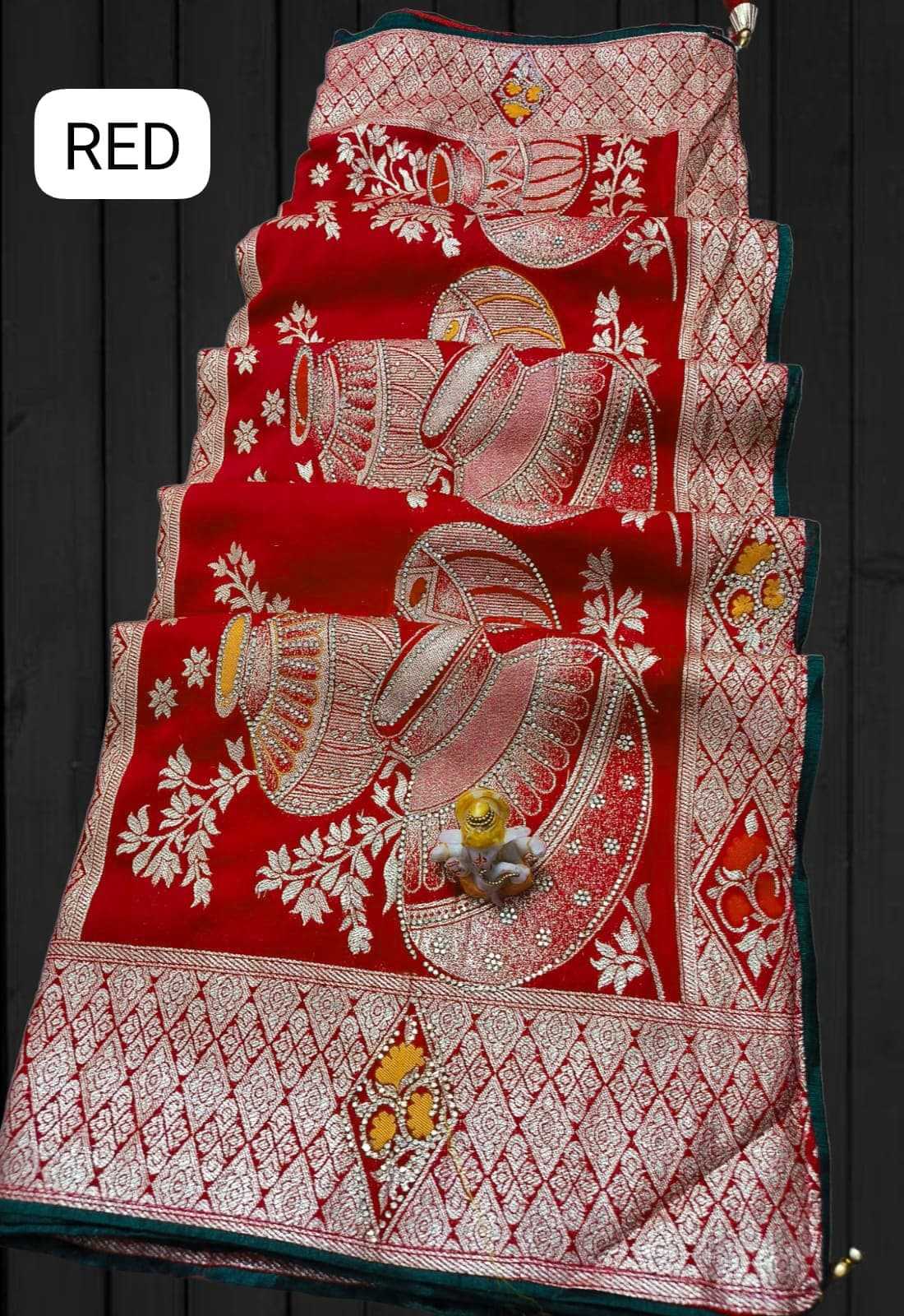 Ynf Soft Dola KESH584 Kalash shiroski Sarees Festive Collections Wholesale Swarovski Sarees Silk Sarees Zari Sarees Manufacturer- Kapda Export