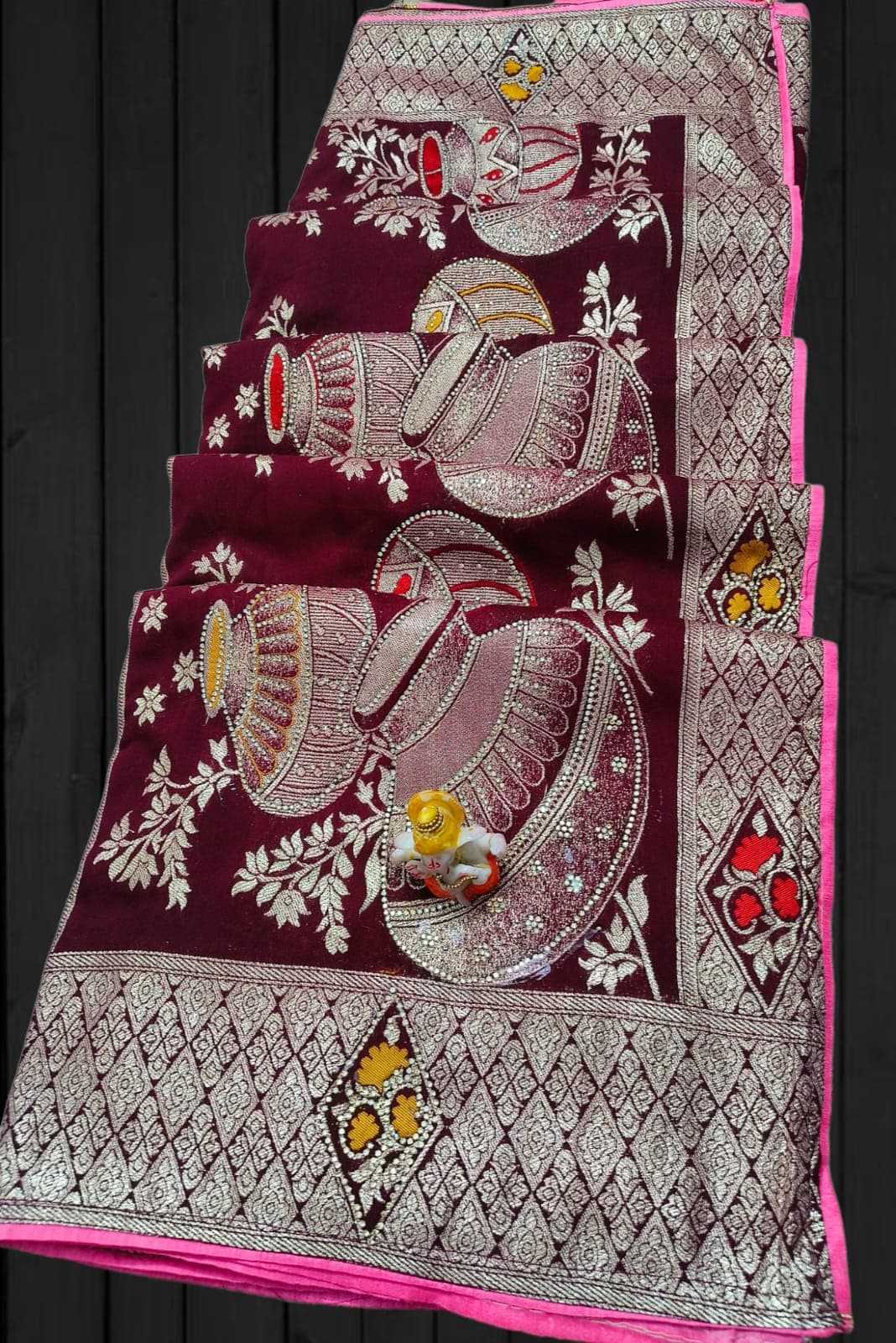 Ynf Soft Dola KESH584 Kalash shiroski Sarees Festive Collections Wholesale Swarovski Sarees Silk Sarees Zari Sarees Manufacturer- Kapda Export