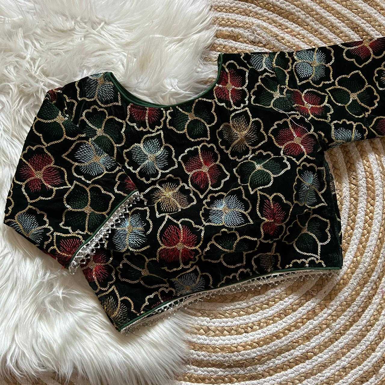 Ynf Velvet KESH411 KARTIK Readymade Blouses Wholesale Sequence Embroidery Blouse Designer Blouse Embroidered Blouses Manufacturer- Kapda Export