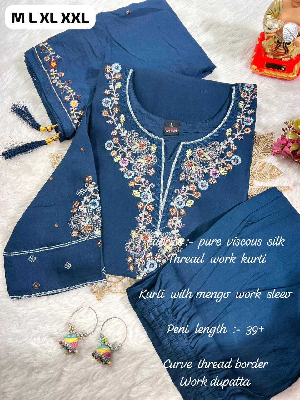 Ynf Viscose KESH594 SHOWROOM Kurti Wholesale Long Kurtis Embroidered Kurtis Full Sleeve Kurti Manufacturer- Kapda Export