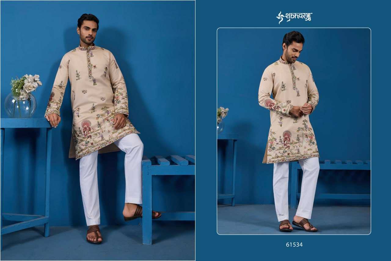 Ynf Viscose RIN202 SHUBHVASTRA VANTARA 61531 Mens Wear Festive Collections Wholesale Mens Kurta Pyjama Silk Kurta Embroidered Kurta Pajama Manufacturer- Kapda Export